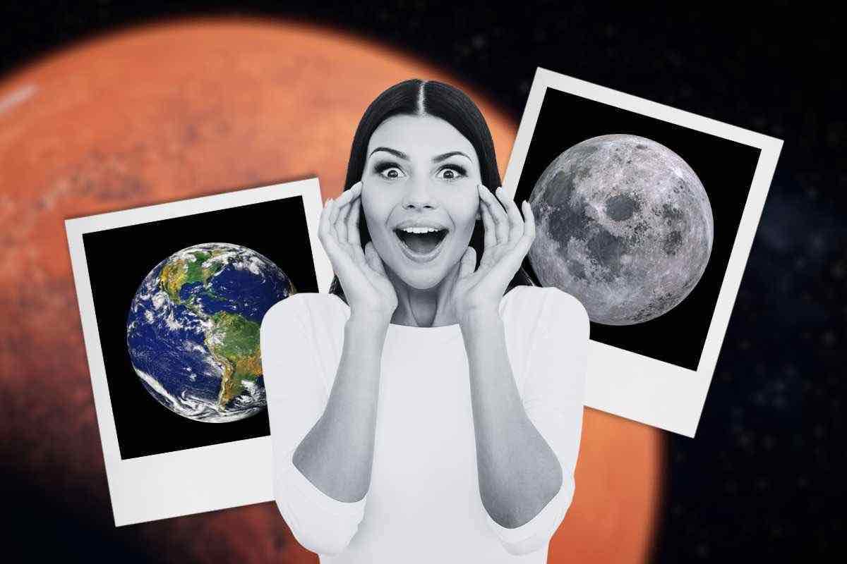 la luna e la terra viste da marte
